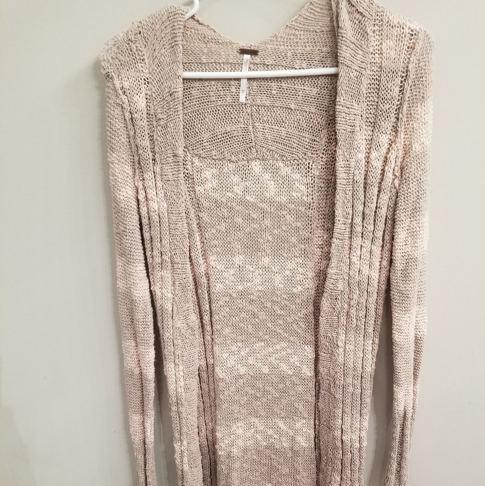 Free People Striped Open Front Cardigan